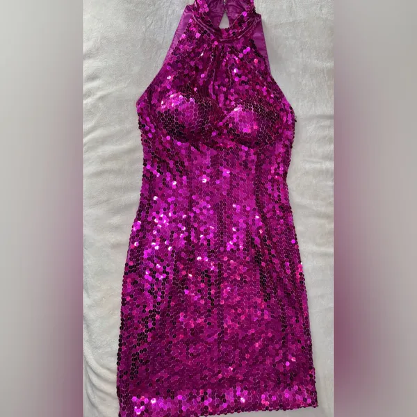 Papell Boutique Fuchsia Sequin Dress - Image 2