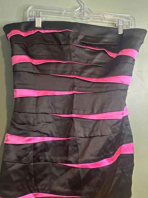Betsy & Adam Size 14 Strapless Cocktail Dress Black Pink Y2K Prom Made USA - Image 5
