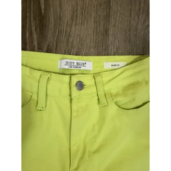 Judy Blue Neon‎ Yellow Jeans Womens 3/26 Slim Fit Neon Stretch Denim - Image 3