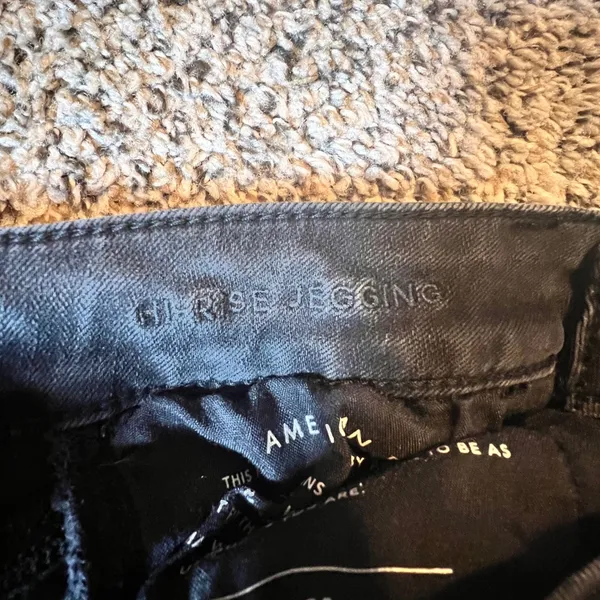 American Eagle Hi-Rise Jegging Black Distressed Ripped Skinny Jeans Womens 6 Reg - Image 3