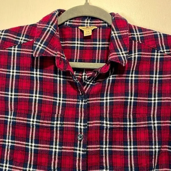 Woolrich- 100% Cotton Plaid Flannel Full Button Down Long Sleeve- Size L - Image 4