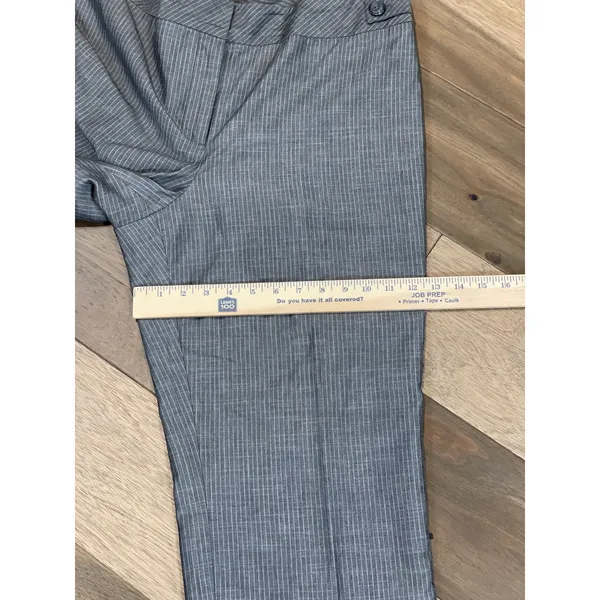 Loft Pants Size 14 Ann Crop Wide Leg Gray White Pinstripe High Rise Cotton - Image 7