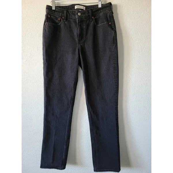 Abercrombie & Fitch Curve Love Women's 27 Black Mid Rise 90s Straight Jeans - Image 10