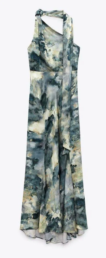 Zara dress halter maxi satin effect gown wedding party coctail bodycon scarf - Image 8