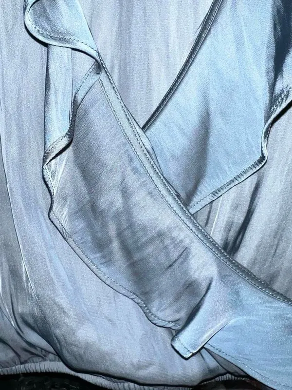 A New Day Blue satiny long sleeve blouse. - Image 4