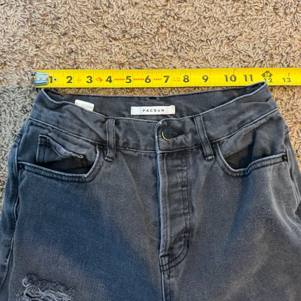 PacSun Gray Black Distressed Denim High Rise Straight Jeans Size 24 - Image 12
