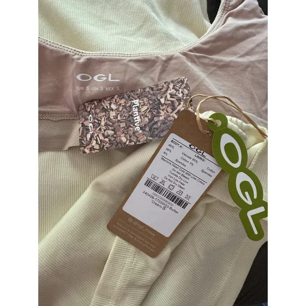 NWT OGL Elastic Open Back Bra Tank Top Plantive Size Small Butter Yellow - Image 8
