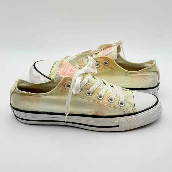 Converse Chuck Taylor Sneakers Womens 8 Yellow Palm Tree Tie Dye Low Top Shoes - Image 3