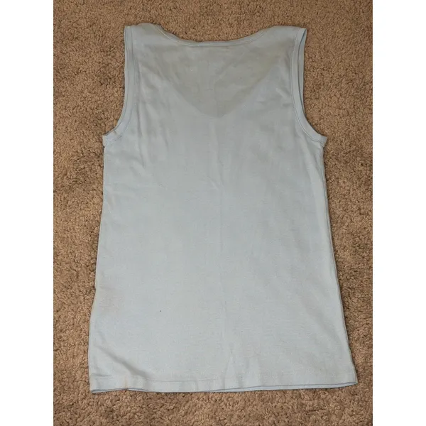 Ralph Lauren Sport Women Large Light Blue V-Neck Tank Top Cotton Lyocell - Image 4