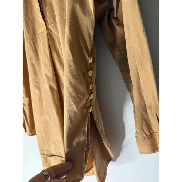 anthropologie‎ button down Side Button tunic Top large Tan/copper - Image 4
