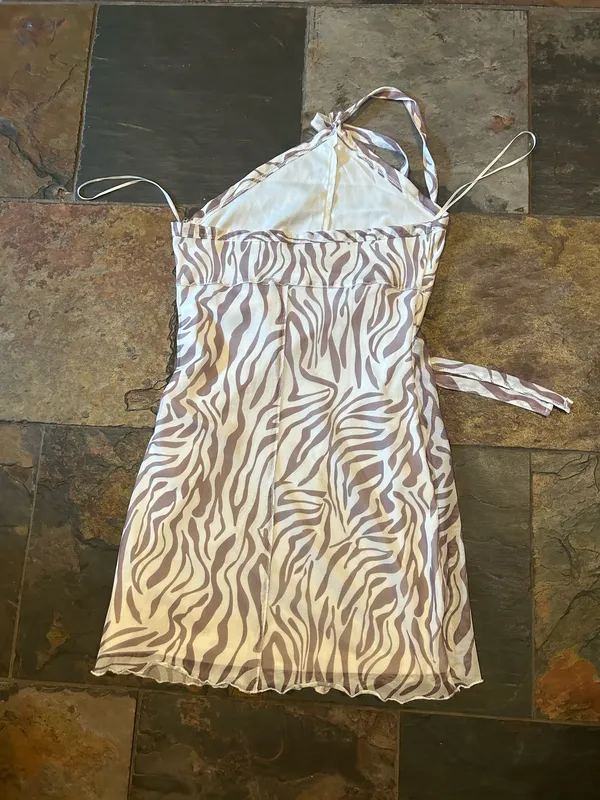 SheIn Halter Dress Zebra - Image 2