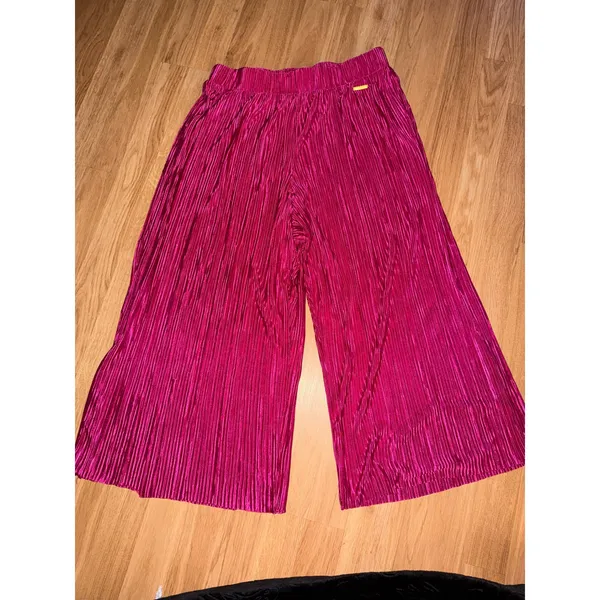 Marc New York Andrew Marc Magenta Pink Pleated Wide Leg Culotte Pants Womens M - Image 3