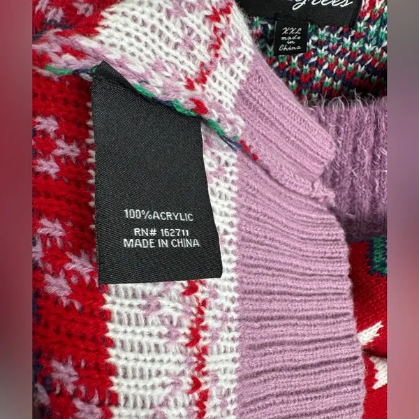 33 Degrees Fair Isle Snowflake XXL Purple Red Winter Knit Pullover‎ - Image 4