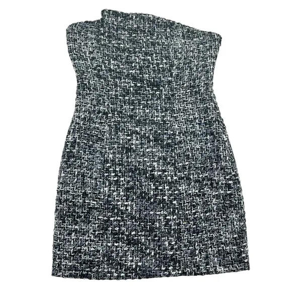 Tobi Strapless‎ Mini Dress M Black Grey Tweed Bodycon Fitted Chic Night Out - Image 4