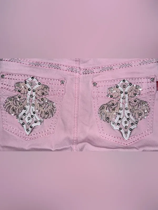 High-Rise Pink Wide-Leg Jeans for Women - Image 8