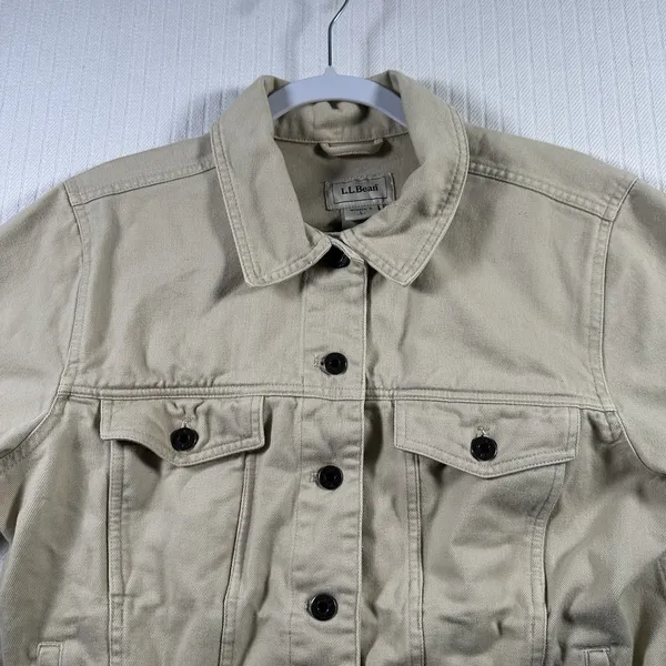 L.L.Bean Women’s Petite XL Jacket Khaki Brown Canvas Utility Field Coat - Image 6