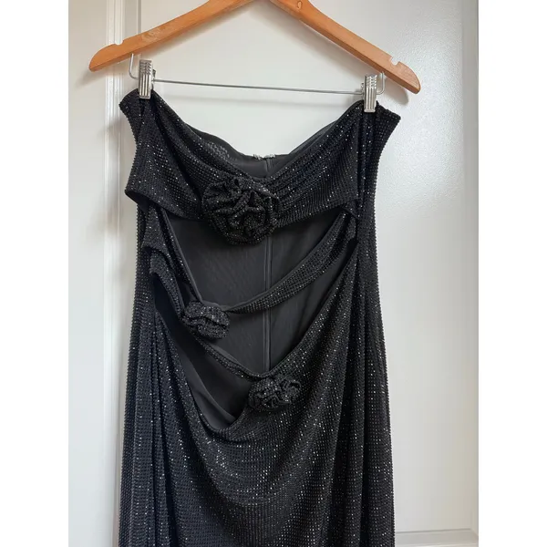 Meshki Strapless Rose Diamante Maxi Dress in Black Gala Nightout‎ Feminine - Image 5