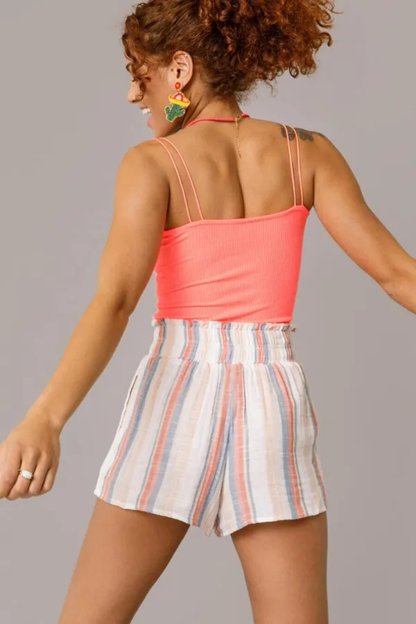 Francescas Sky Button Front Smocked Shorts Ivory - M - Image 2