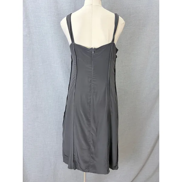 A Pea in the Pod Silk Maternity Dress L Charcoal Gray Empire Waist Cocktail - Image 4