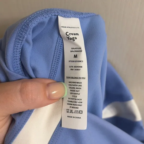 ✨Cream Yoga Hana 7/8 Side Stripe Blue Sz Medium Leggings✨ - Image 8