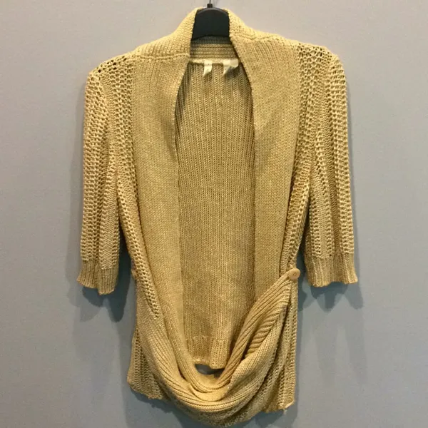 Anthropologie Moth Open Knit‎ Cardigan Draped Button Detail Size S - Image 2