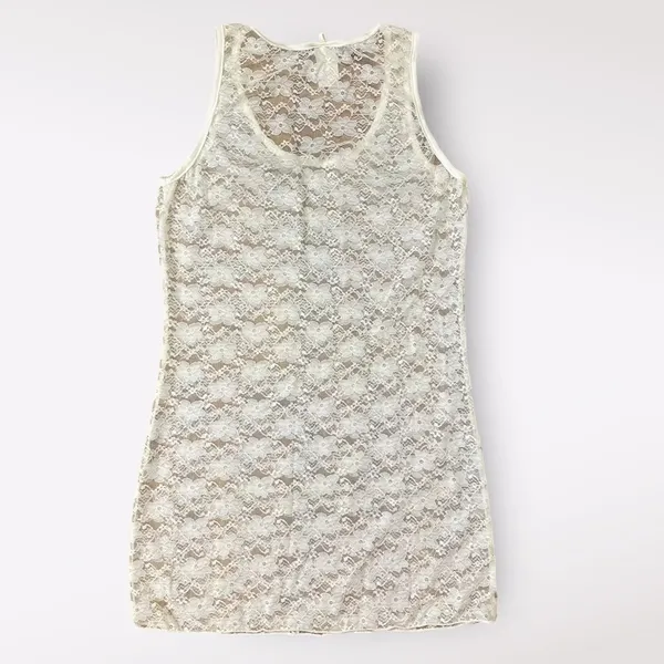 Wet Seal Y2K White Lace Sheer Mini Dress‎ Size Large Coquette Floral - Image 5