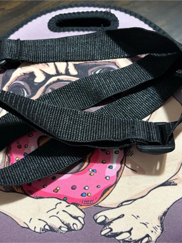 Pug Donut Neoprene Crossbody Lunch Bag - Pink/Purple - Image 7