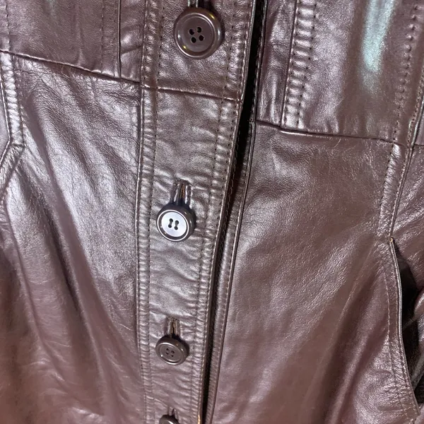 Vintage Dark Brown Leather Trenchcoat Size S/M - Image 3