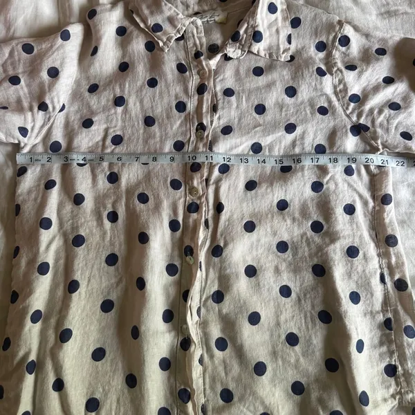 Puro Lino Italy 100% Linen Polka Dot Shirt Blouse Coastal Resort Matching Set - Image 6