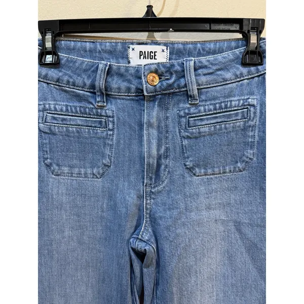 PAIGE Leenah Patch Pocket Wide Leg Jeans Adley Size 24 - Image 4