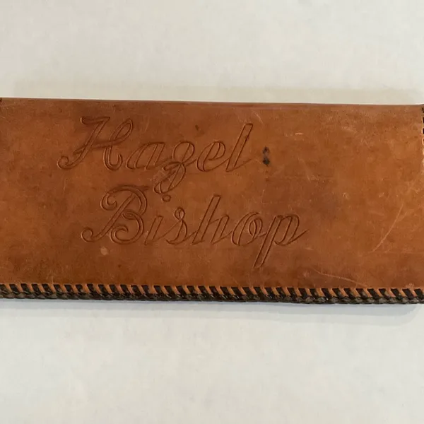 Vintage Hand Tooled Leather‎ Bill Holder Engraved Hazel Bishop - Image 3