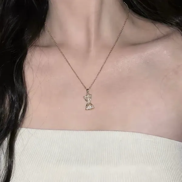 CZ Hourglass Pendant Necklace for Women - Image 6