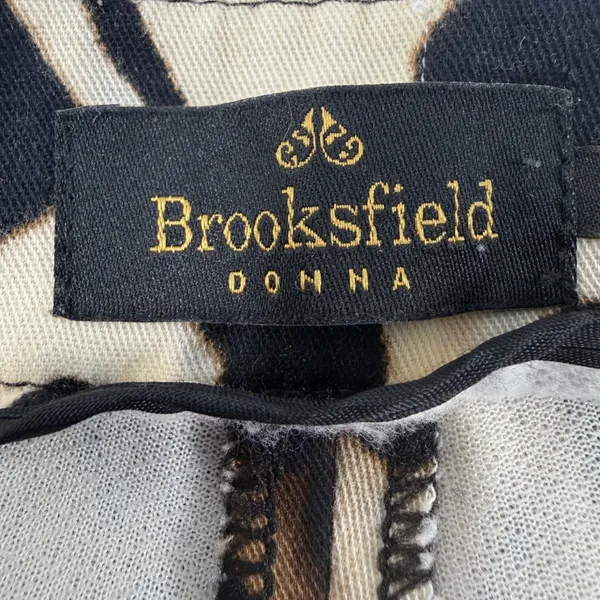 Brooksfield Donna Leopard Print Flare Pants Brown Black Animal Stretch Size 1 - Image 3