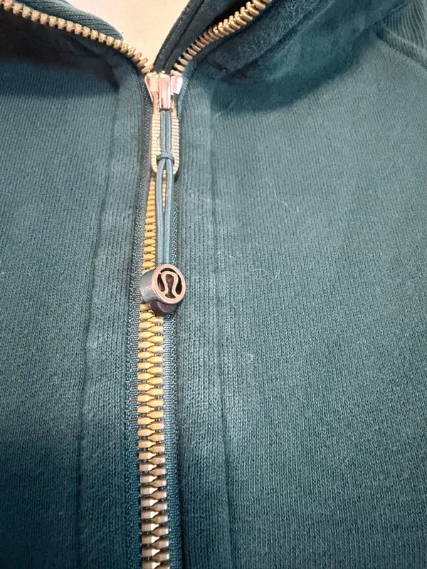 Lululemon Oversized Funnel-Neck Half Zip Scuba Storm Teal w/Gold Zipper size M/L - Image 14