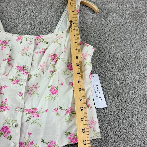 Floral Corset Tank Top Coquette Cottagecore Lace Trim Womens L New Kirious‎ Boho - Image 5