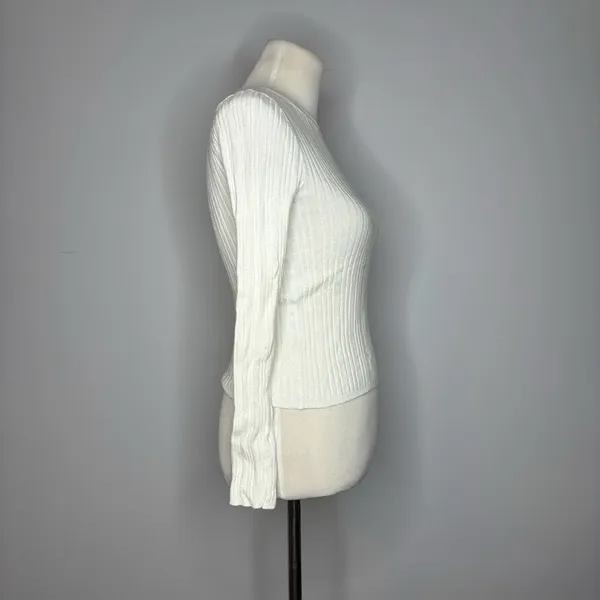 Forever 21- White Ribbed Long Sleeve Top - Image 2