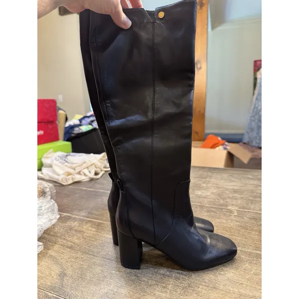 COLE HAAN CHRYSTIE women leather block heel knee-high boots COLOR BLACK SIZE 5.5 - Image 4