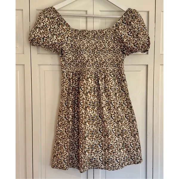 Jessica Simpson floral puff sleeve tie bust mini dress small - Image 8