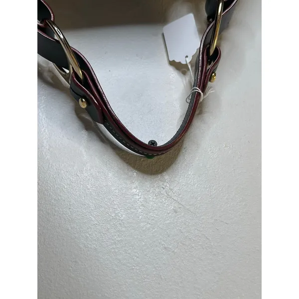 DOONEY & BOURKE Black White DB Monogram Black Leather Drawstring Bucket Bag - Image 13