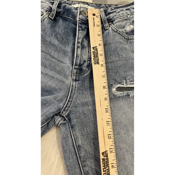 PacSun Womens 25 Blue Mom Jean‎ Thrashed High Waisted Straight Leg Denim Preppy - Image 10