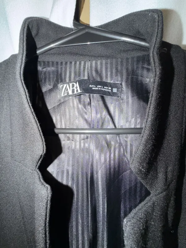 Zara Black Blazer Size L Open Front Long Jacket - Image 2