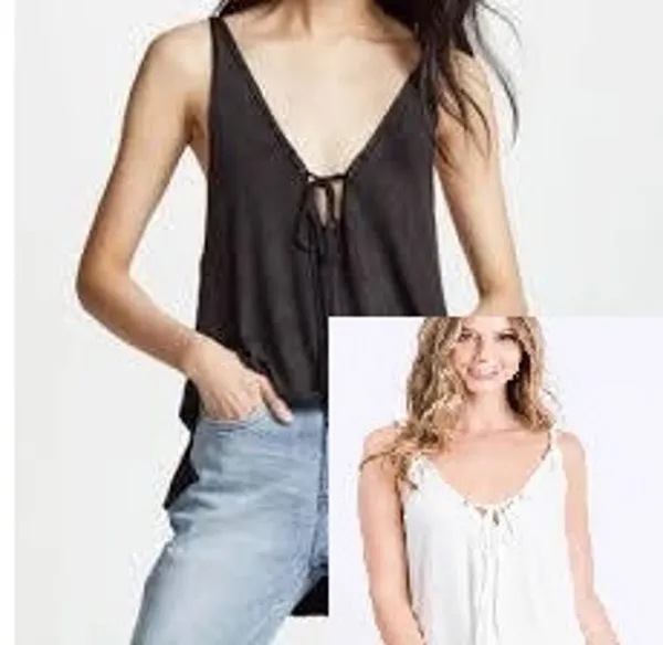XS Free People Set of 2 Scarlett Tank Top Black & White ribbed knit cami - Image 2