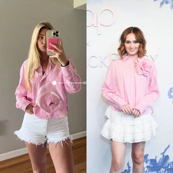 Gap × Loveshackfancy Baby Pink‎ 100% Organic Cotton Cropped Shirt Casual Easter - Image 2
