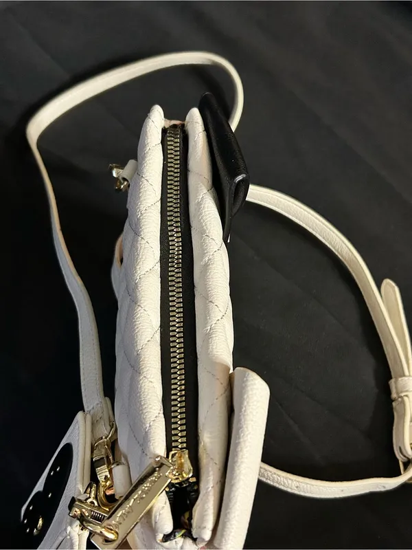 Betsey Johnson Quilted Cream & Black Puppy Dog Crossbody Bag & Cardholder - Image 11