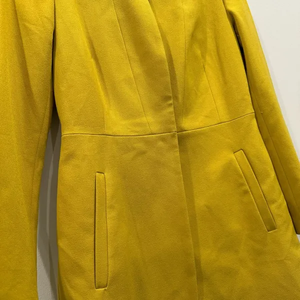 Zara Mustard Yellow Inverted Lapel Collar Frock Jacket Coat Jacket Size Xs - Image 5