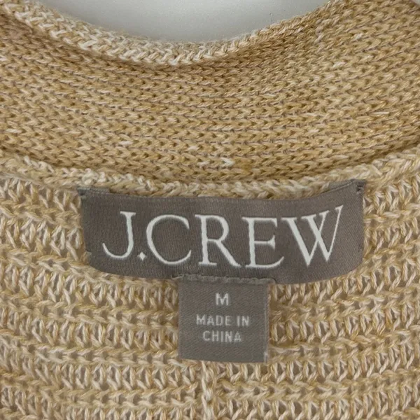 J.Crew Womens Tan Linen Cotton Knit V-Neck Button Cardigan Sweater Size M‎ - Image 4