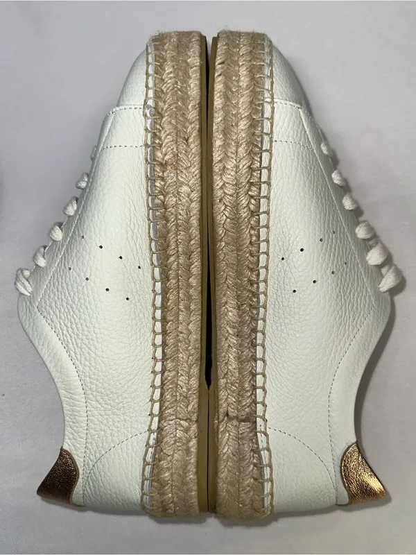 Dalson Espadrilles Boho Hippie Cottagecore White Leather Platform Sneaker Sz 9 - Image 6