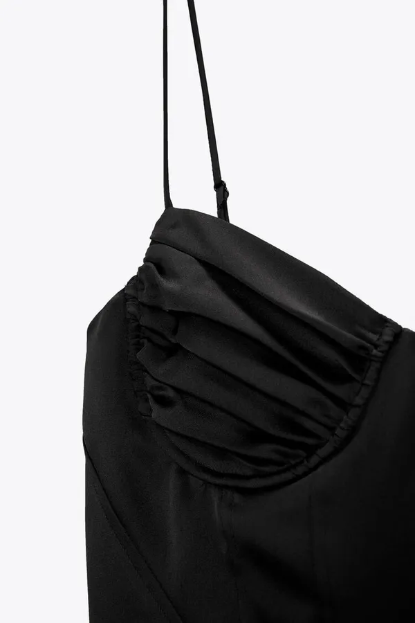 Zara Corsetry inspired black satin effect bodysuit top - Image 7