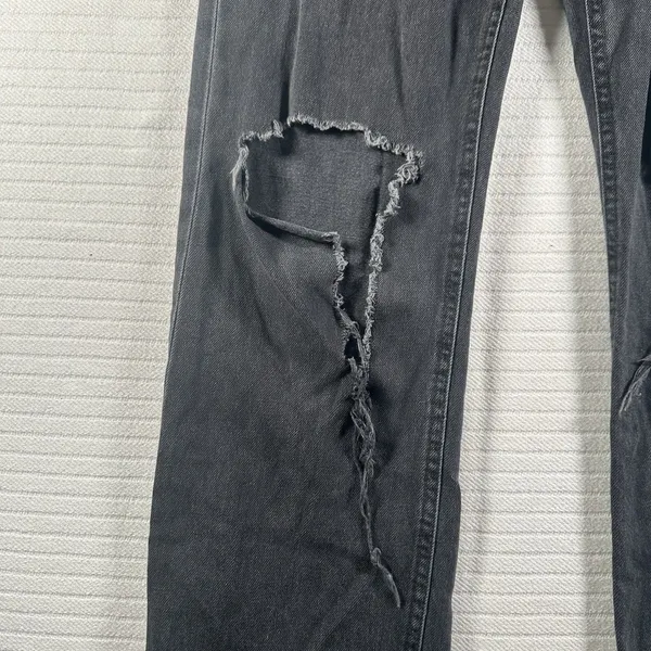 Aeropostale 90's Baggy Black Wash Button Fly Distressed Denim Jeans Size 0 - Image 5