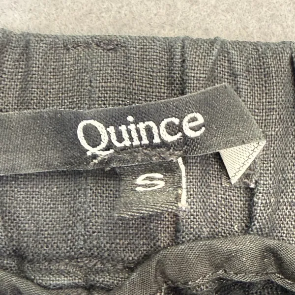 Quince Black 100% European Linen Elastic Waist Wide Leg Cropped Pants Small - Image 2